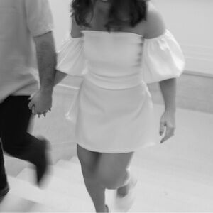 Zara White Off the Shoulder Mini Dress